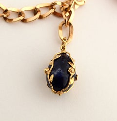 Gold Link Bracelet with Stone Charms