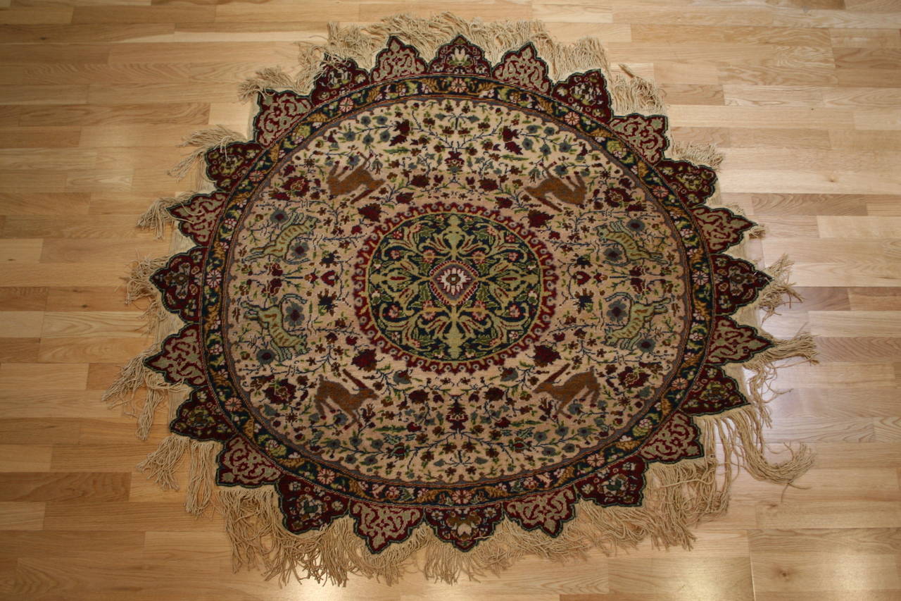 This rug was woven by the Armenian community of master weavers in the historic city of Kayseri in Central Anatolia. It has a pictorial motif that is reminiscent of the 17th century animal rugs of Persia, India, and the Ottoman Empire. There are few