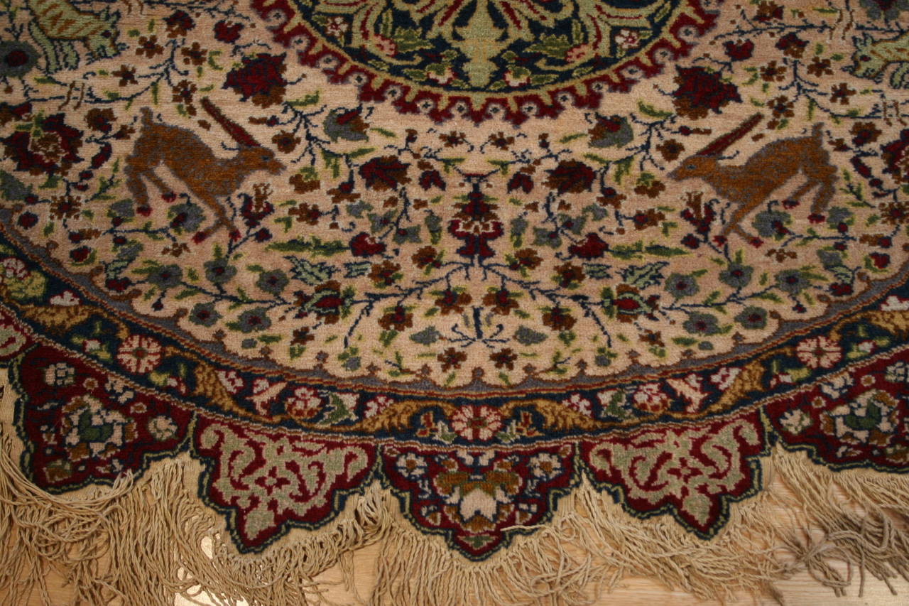 Unusual Antique Turkish Kayseri Table Cover Carpet In Excellent Condition For Sale In Aspen, CO