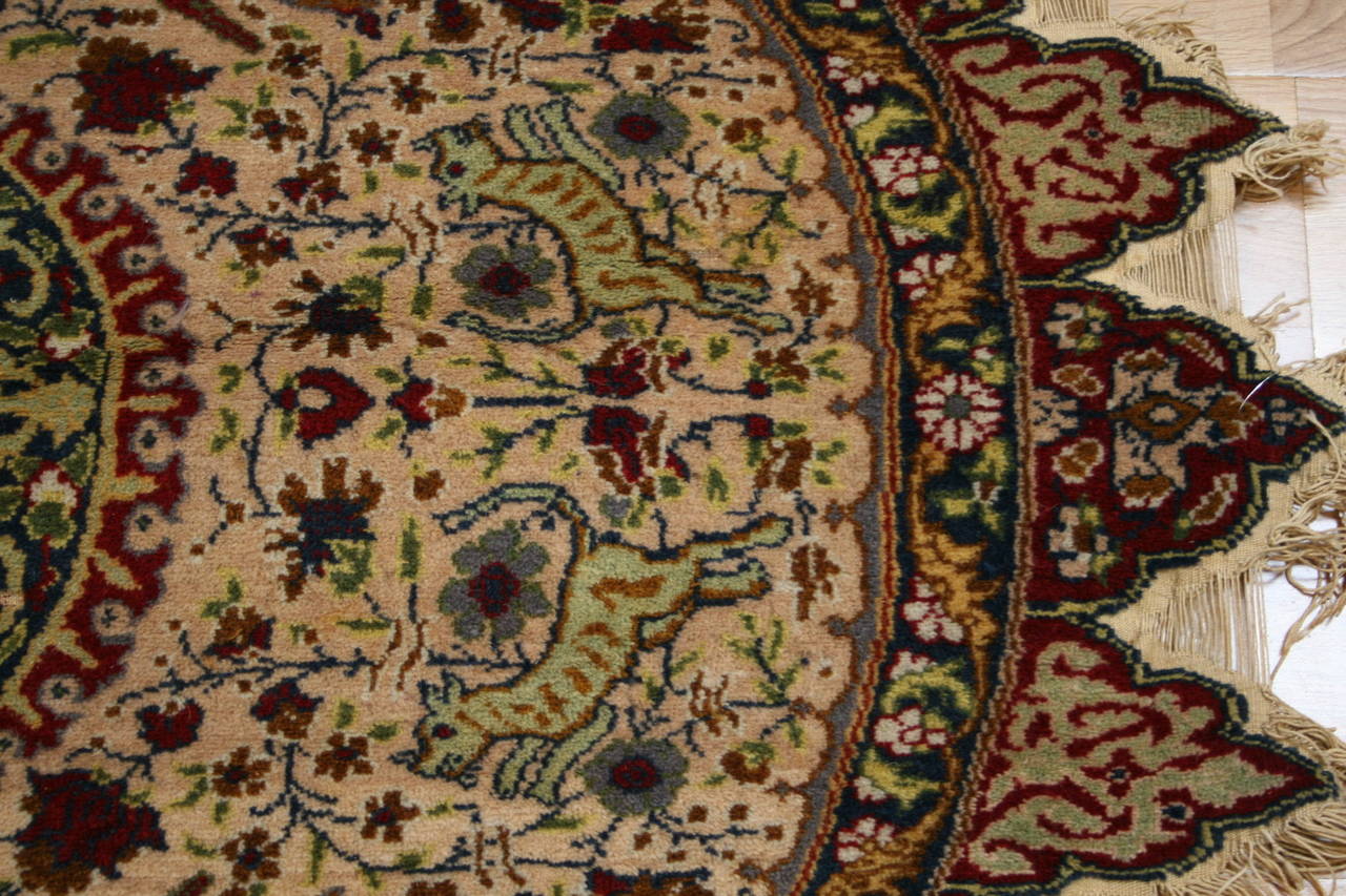 Late 19th Century Unusual Antique Turkish Kayseri Table Cover Carpet For Sale