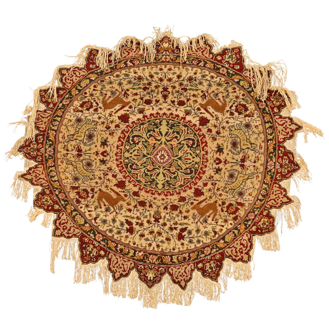 Unusual Antique Turkish Kayseri Table Cover Carpet For Sale