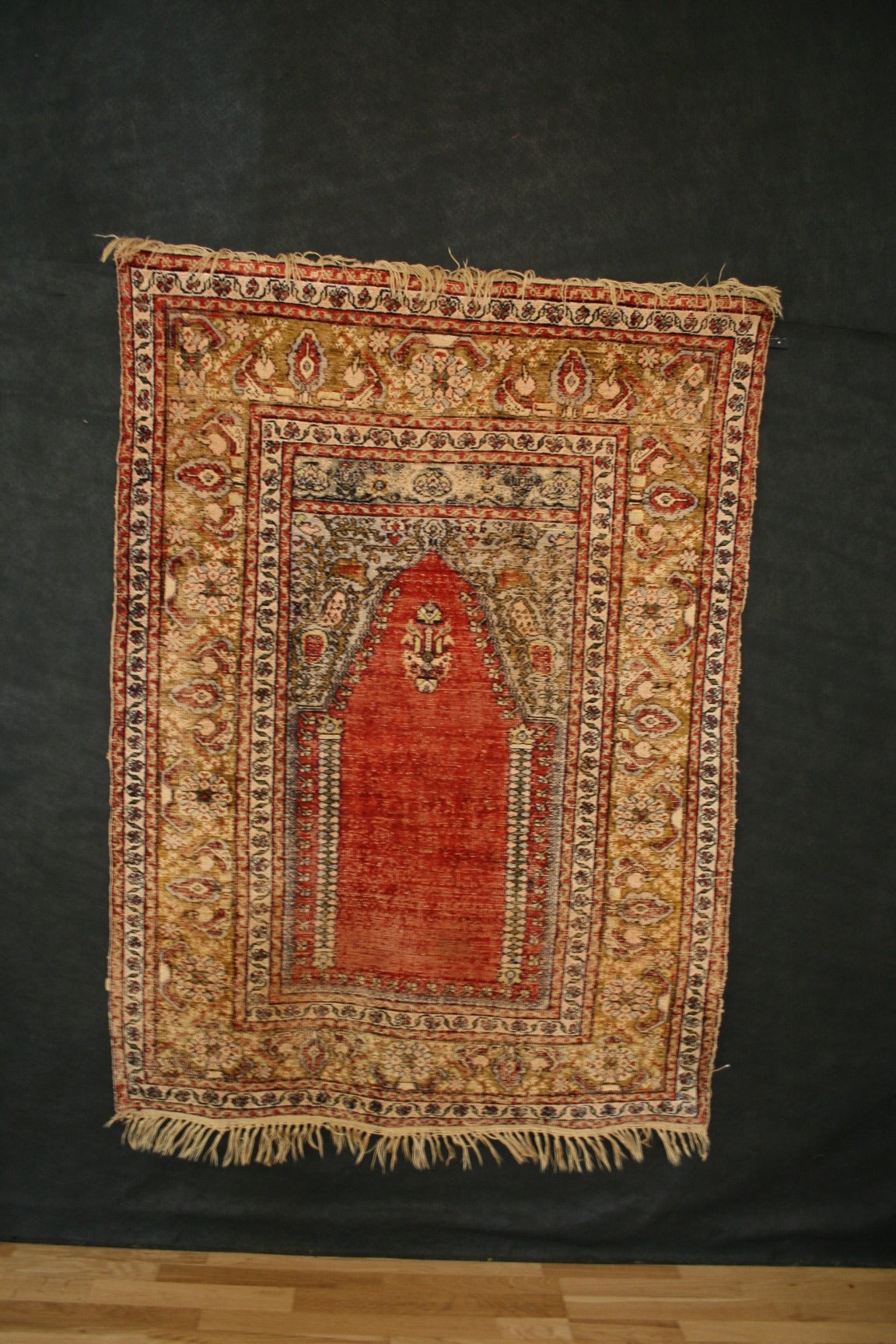 Woven Beautiful Antique Silk Kayseri Prayer For Sale