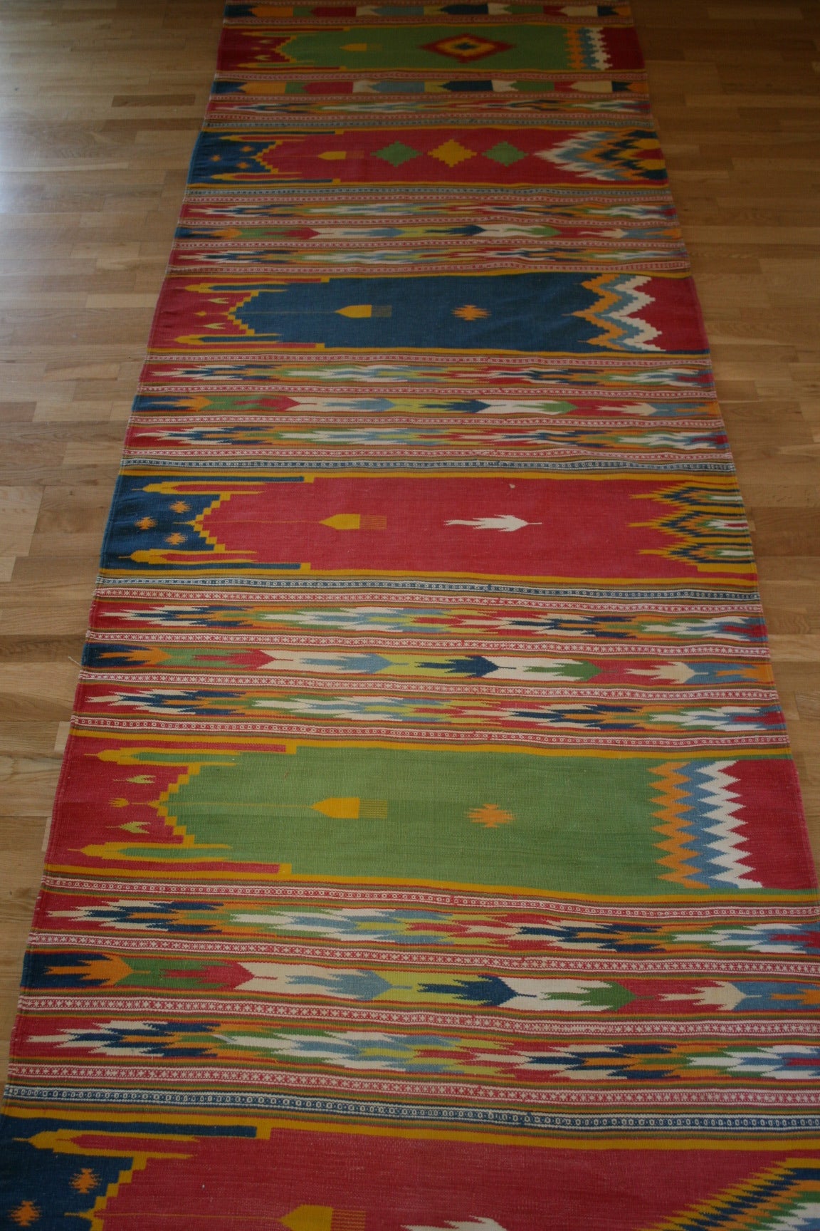 Very Rare Antique Indian Saph Design Dhurrie Runner For Sale at 1stDibs