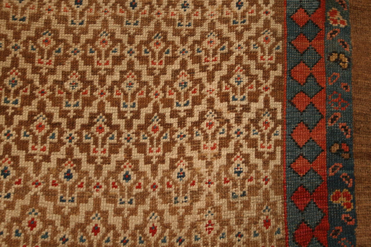 Persian Very Rare Antique Camel Hair Sarab with Lattice Design Field For Sale