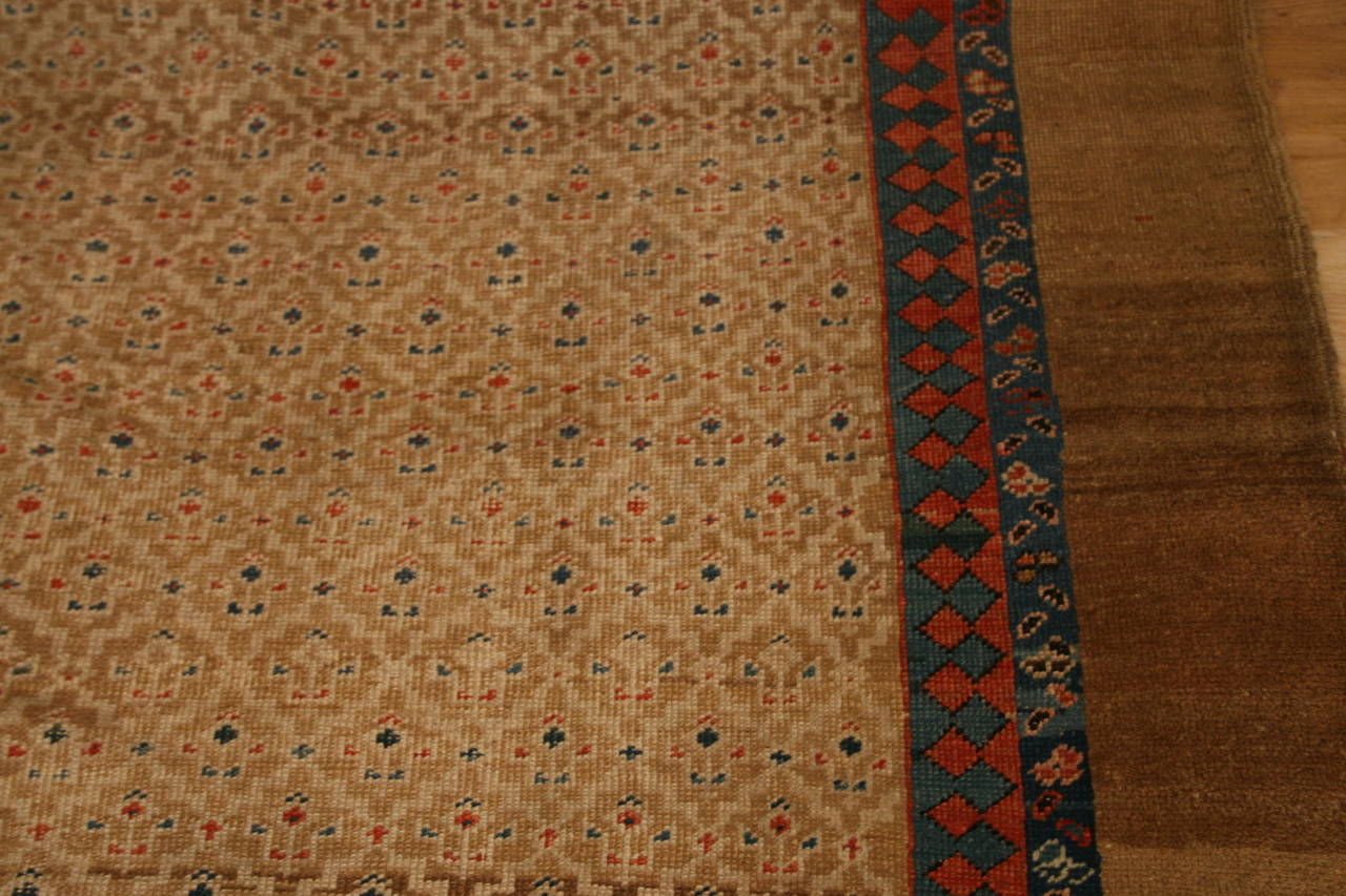 Very Rare Antique Camel Hair Sarab with Lattice Design Field In Excellent Condition For Sale In Aspen, CO