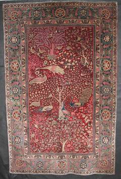 Very Rare Antique Pictorial Indian Mughal Carpet