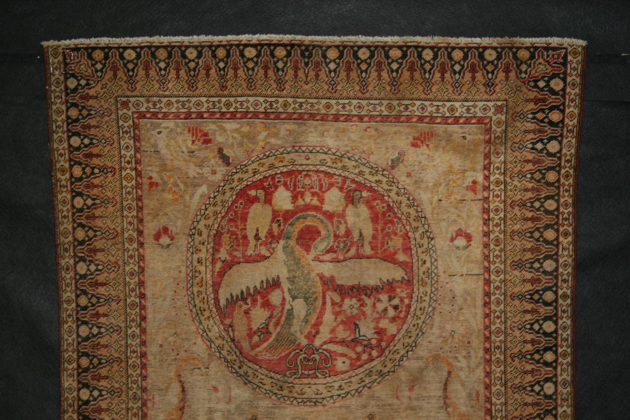 Unusual Antique Pictorial Kayseri with Elephants and Phoenix