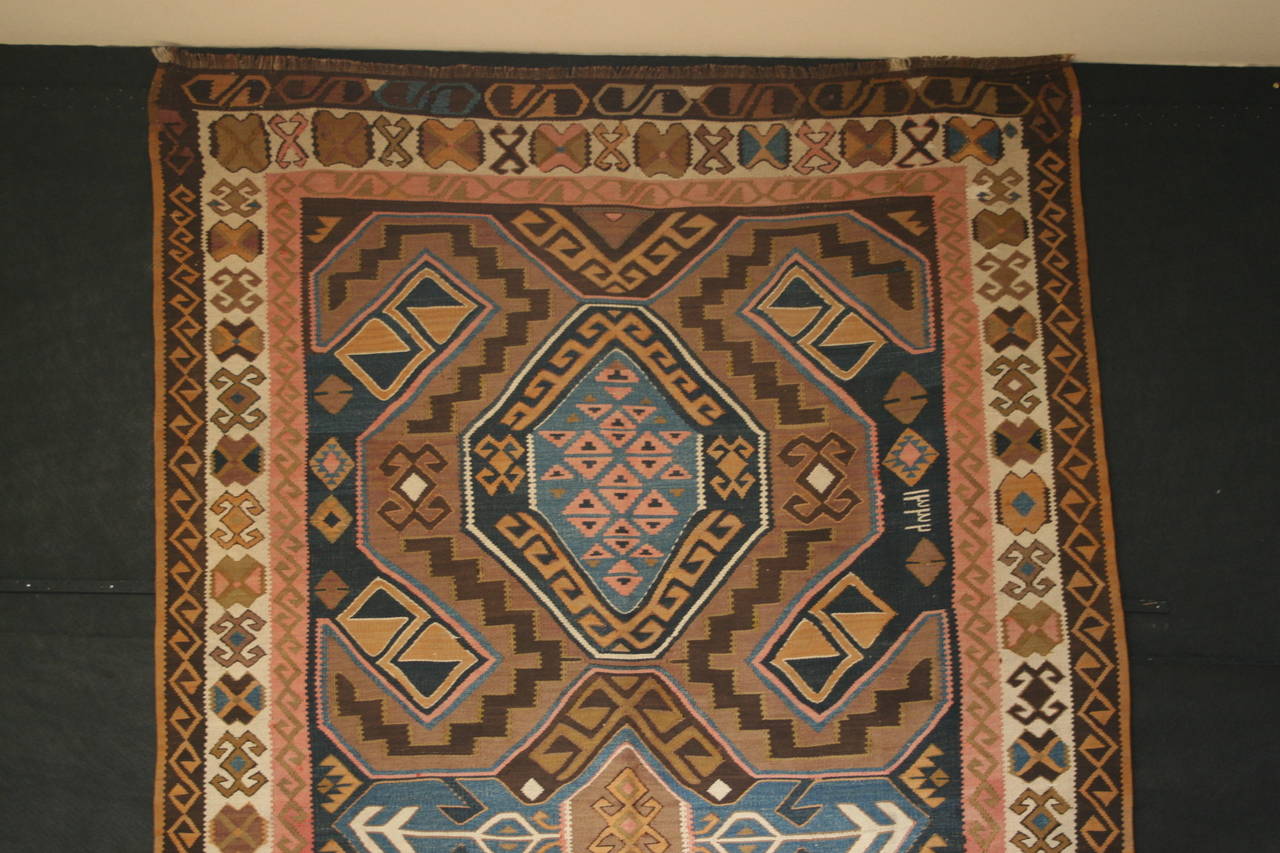 Antique Lenkoran Kilim Dated 1910