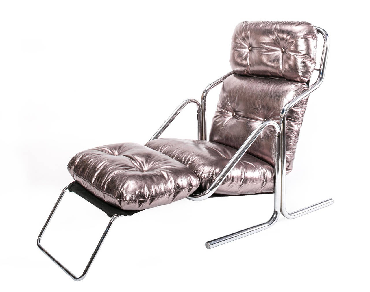 Jerry Johnson 1970’s retractable lounger in custom lavender metallic leather.