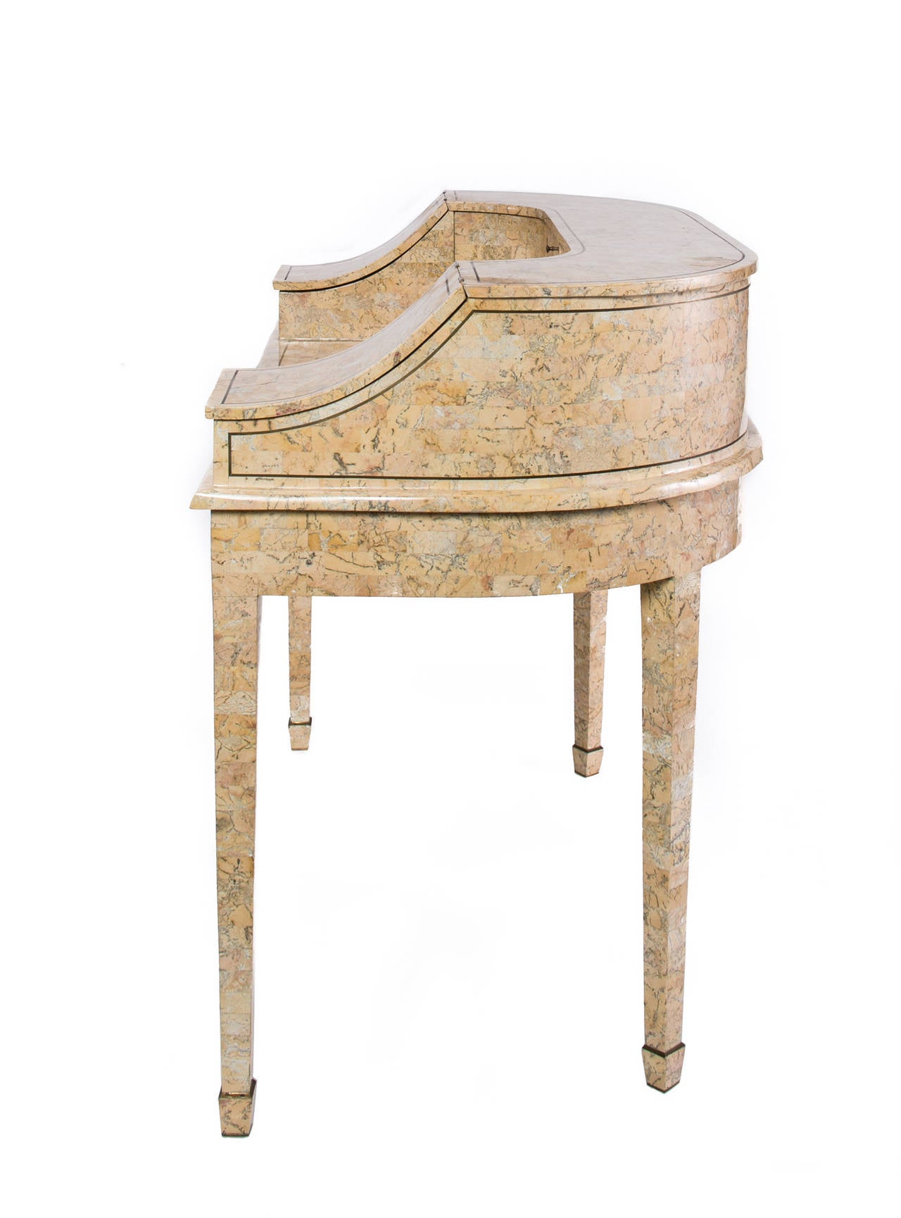 Regency Peach Marble Tiled Mahogany Desk For Sale