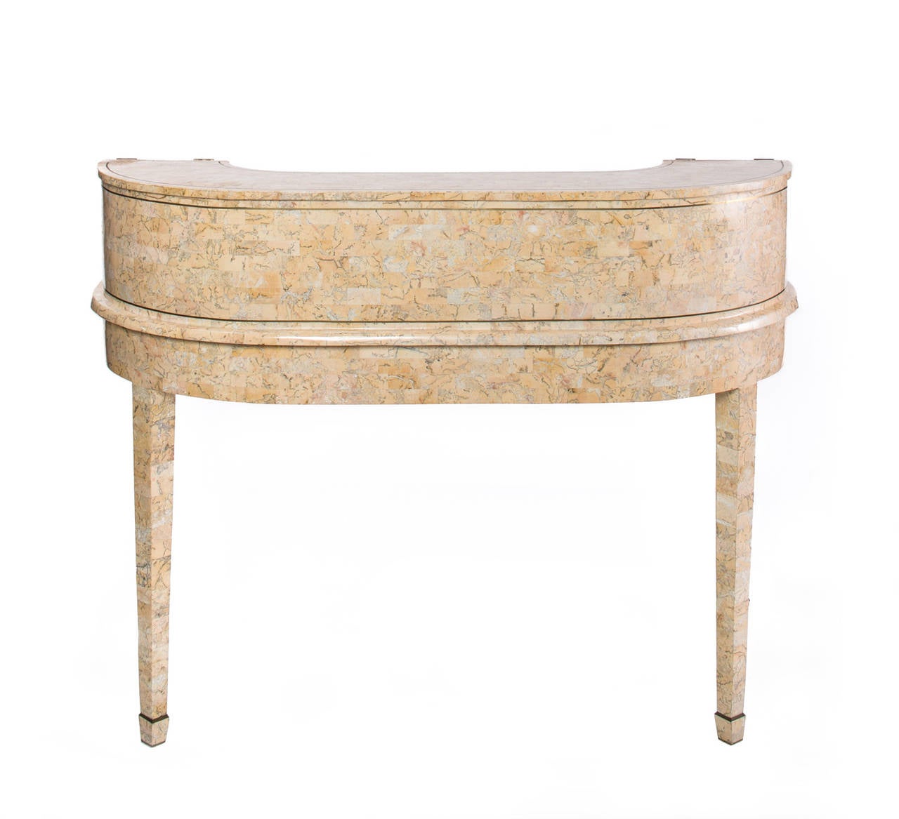 French Peach Marble Tiled Mahogany Desk For Sale