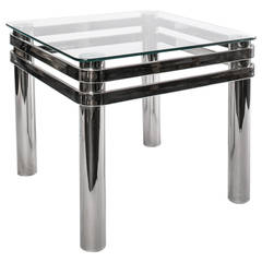 Chrome and Glass 1970s Side Table