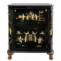 Regency Black Lacquer Chinoiserie Claw Foot Drinking Cabinet