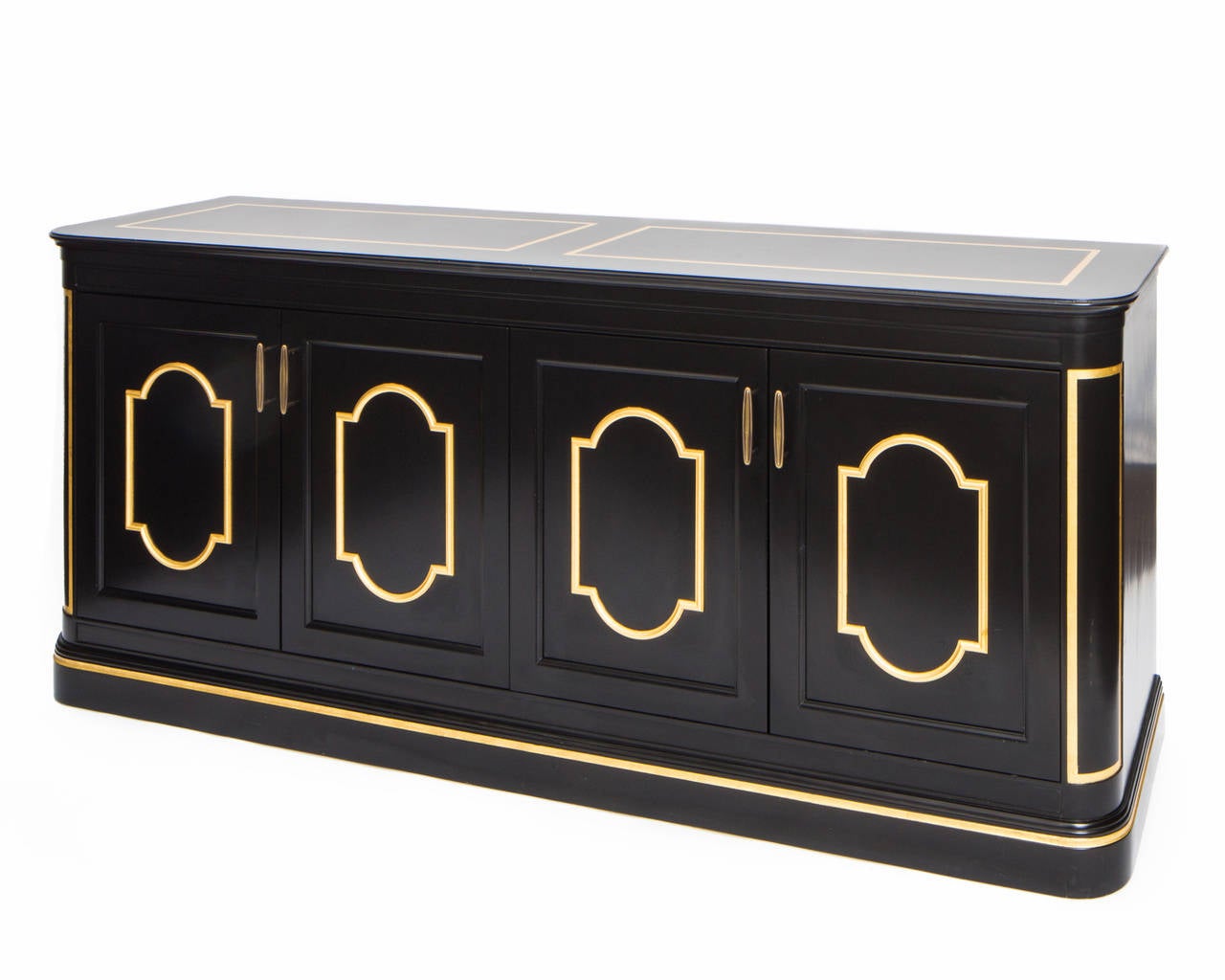 Regency Black Lacquer and Gold Sideboard
