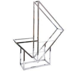 Chrome and Glass Milo Baughman Inspired Etagere Shelving Unit