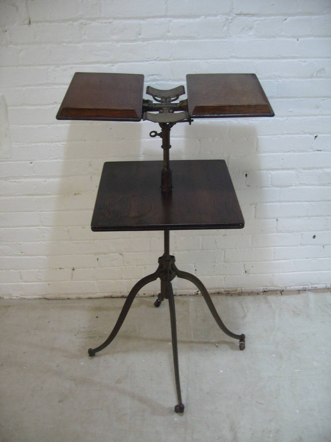 Lambie Oak and Iron Industrial Book Stand 5