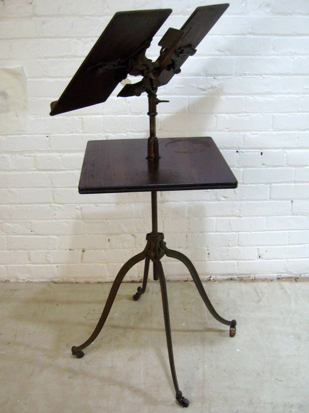 Lambie Oak and Iron Industrial Book Stand 2