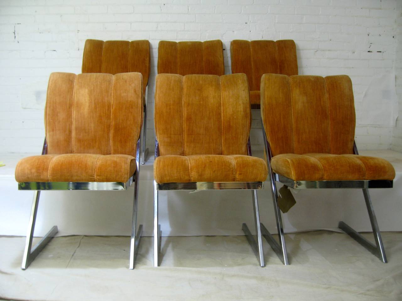 1970s Chrome Cantilever Dining Chairs 1