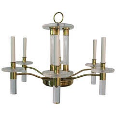 Lucite and Brass Chandelier