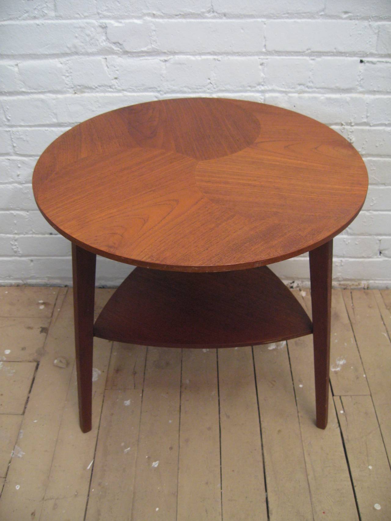 Mid-Century Modern Danish Modern Teak Pinwheel Side Table