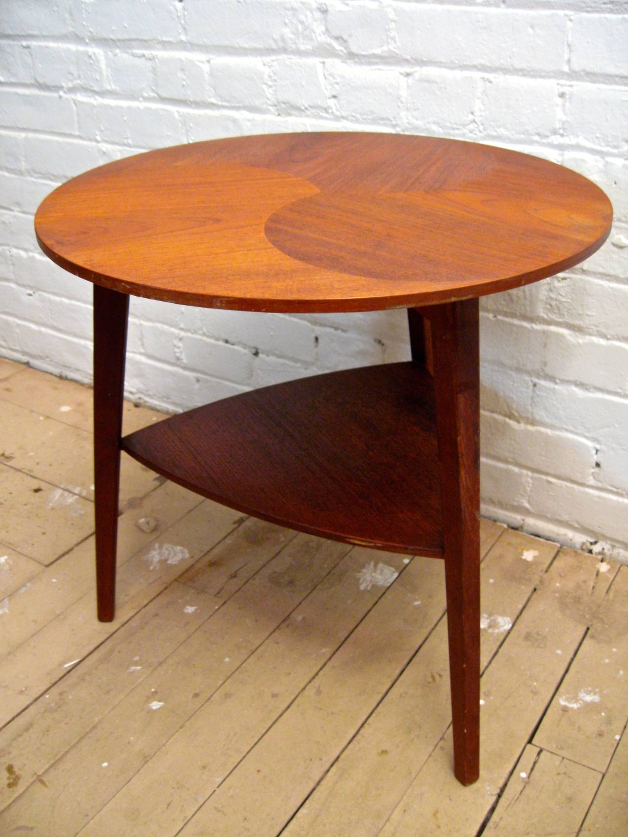 Danish Modern Teak Pinwheel Side Table In Excellent Condition In Garnerville, NY