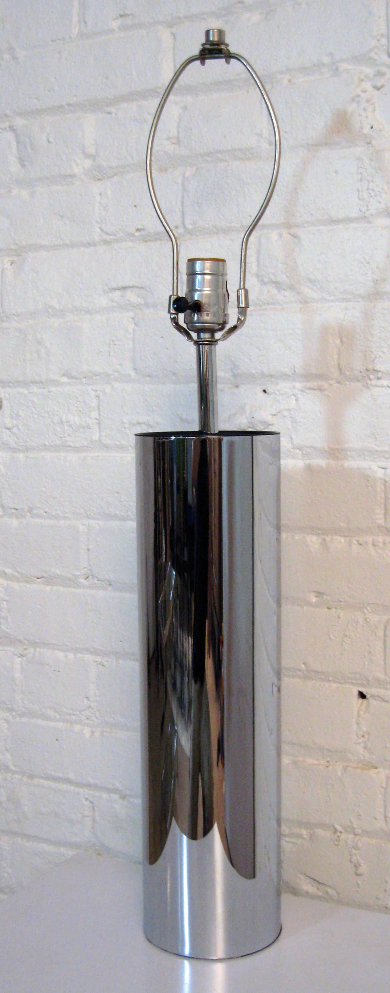 American Robert Sonneman for George Kovacs Chrome Cylinder Table Lamp