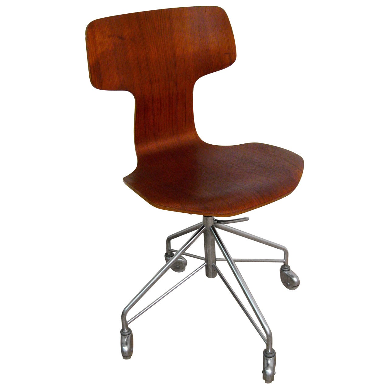 Arne Jacobsen for Fritz Hansen Teak Desk Chair Model 3103