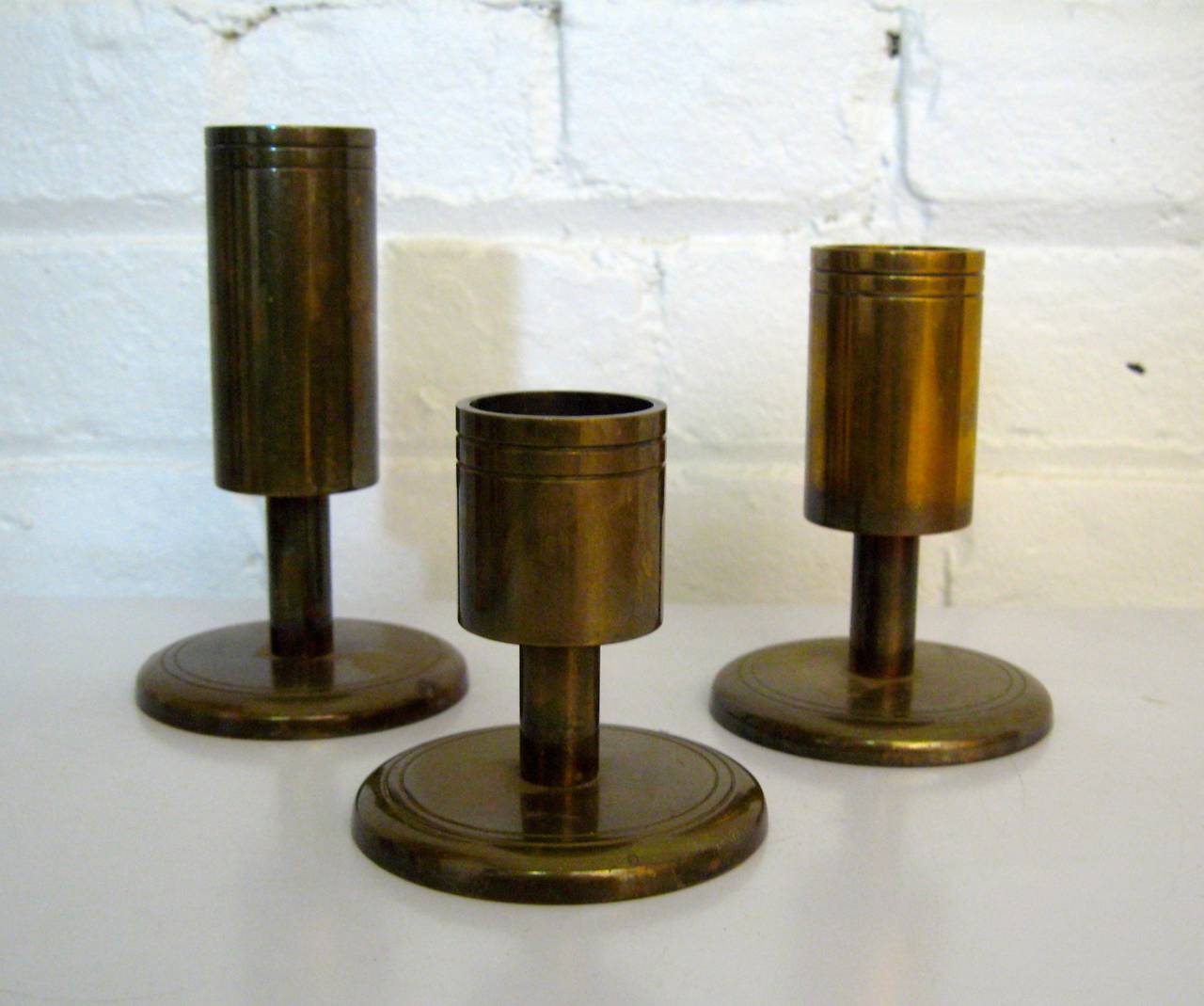 Danish Modern Dan Present Tiered Brass Candle Holders 1