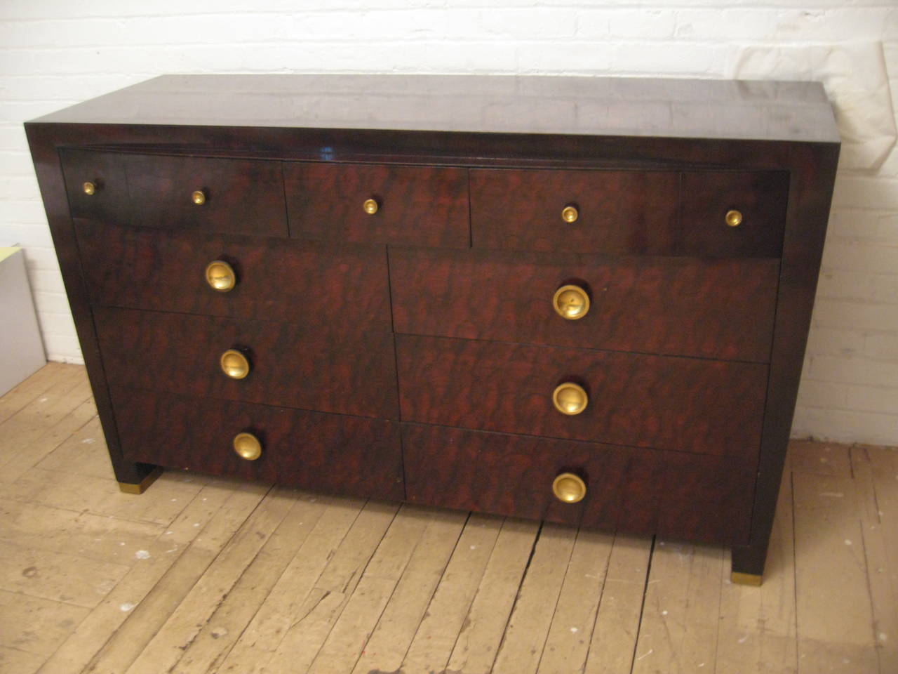 Art Moderne Quilted Sapele African Mahogany Dresser