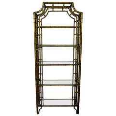 Chinese Chippendale Style Faux Bamboo Etagere