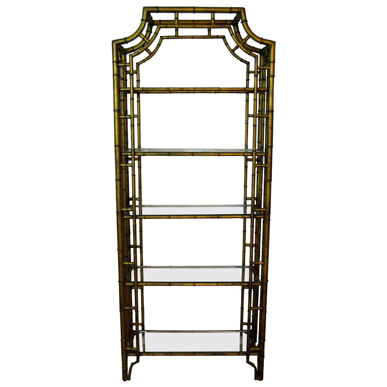 Chinese Chippendale Style Faux Bamboo Etagere