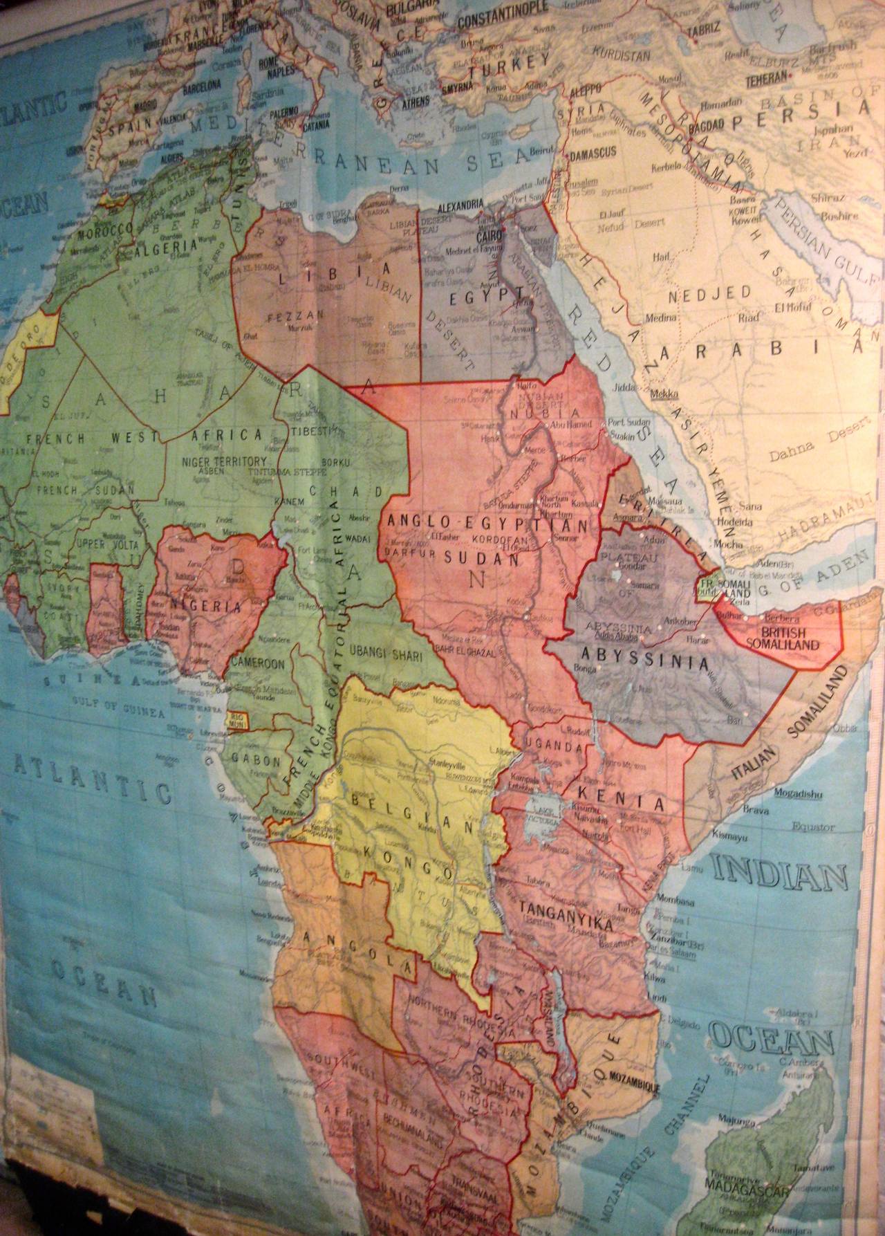 Oak 1923 Denoyer-Geppert School House Map of Africa