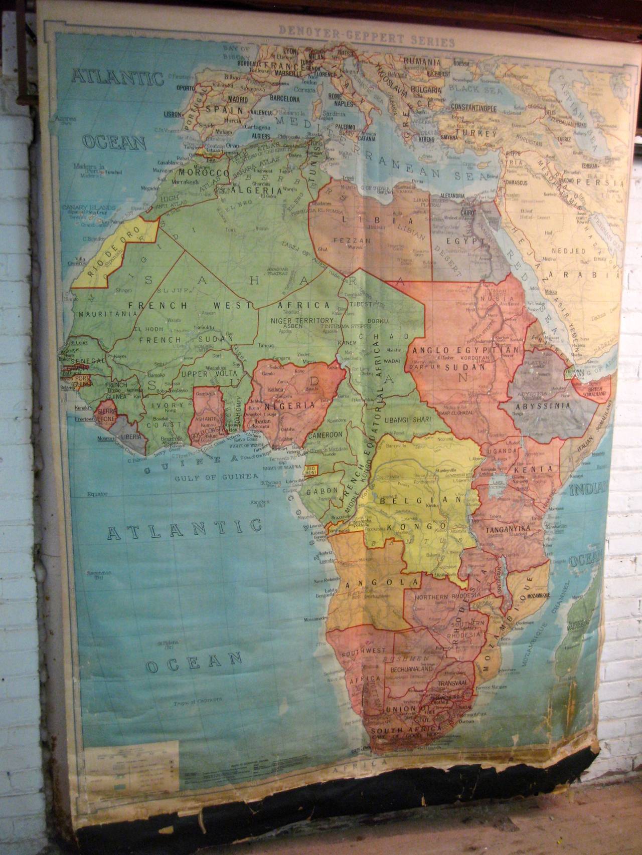 American 1923 Denoyer-Geppert School House Map of Africa