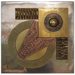 1970s Brutalist Mixed Metal Wall Hanging