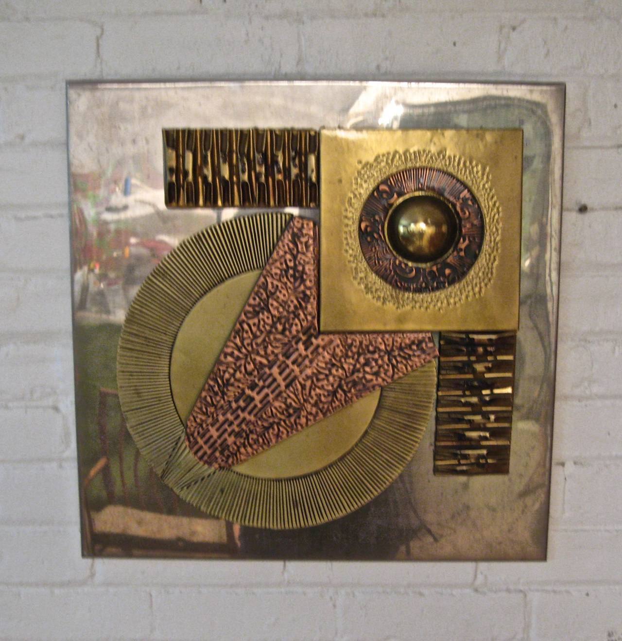 Late 20th Century 1970s Brutalist Mixed Metal Wall Hanging