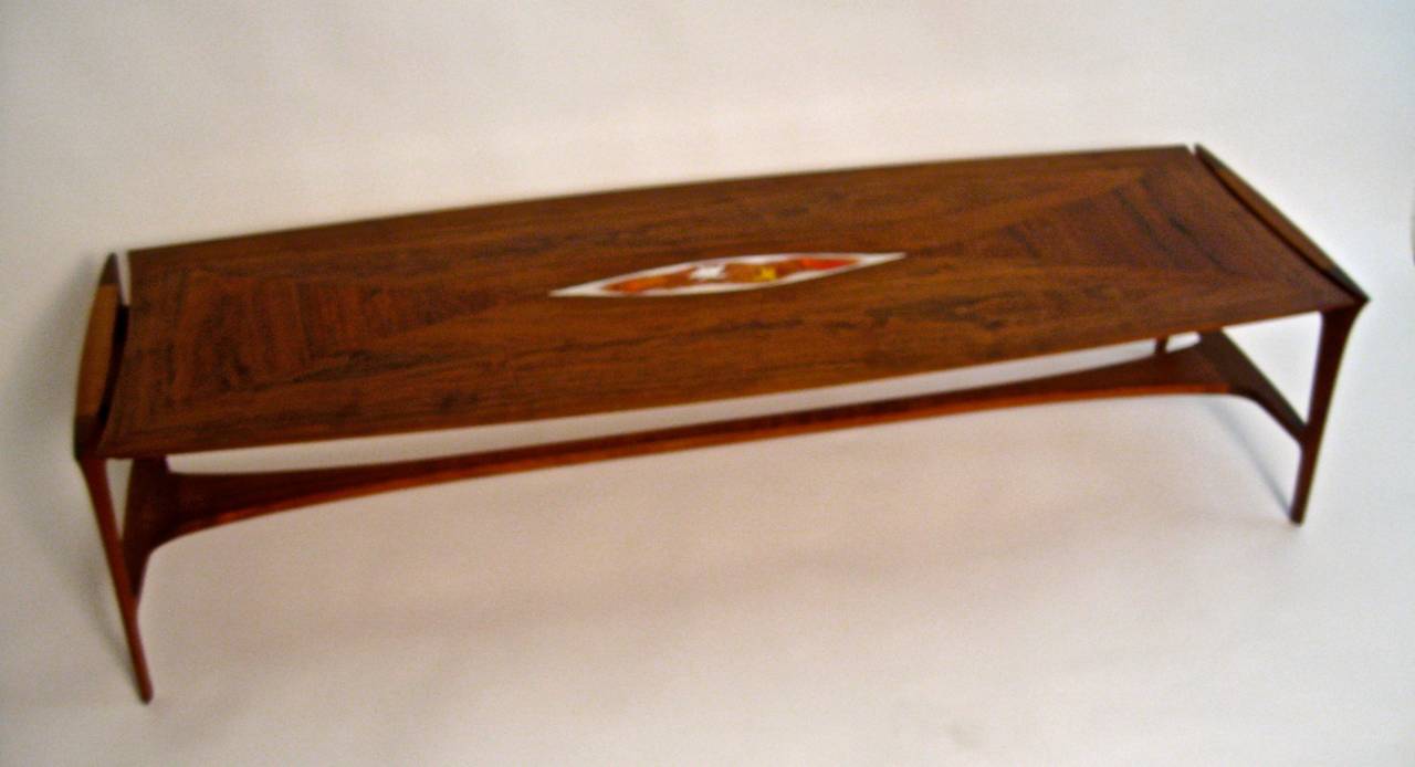 Walnut and Enamel John Stuart Coffee Table in the Manner of Ray Sabota  1