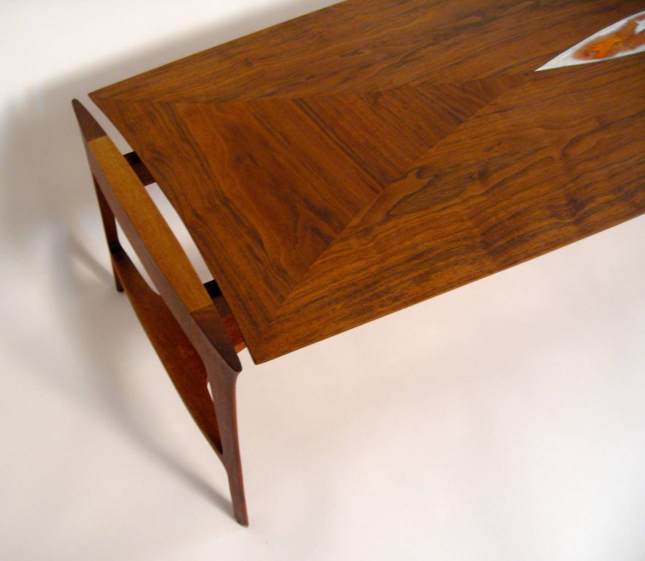 American Walnut and Enamel John Stuart Coffee Table in the Manner of Ray Sabota 