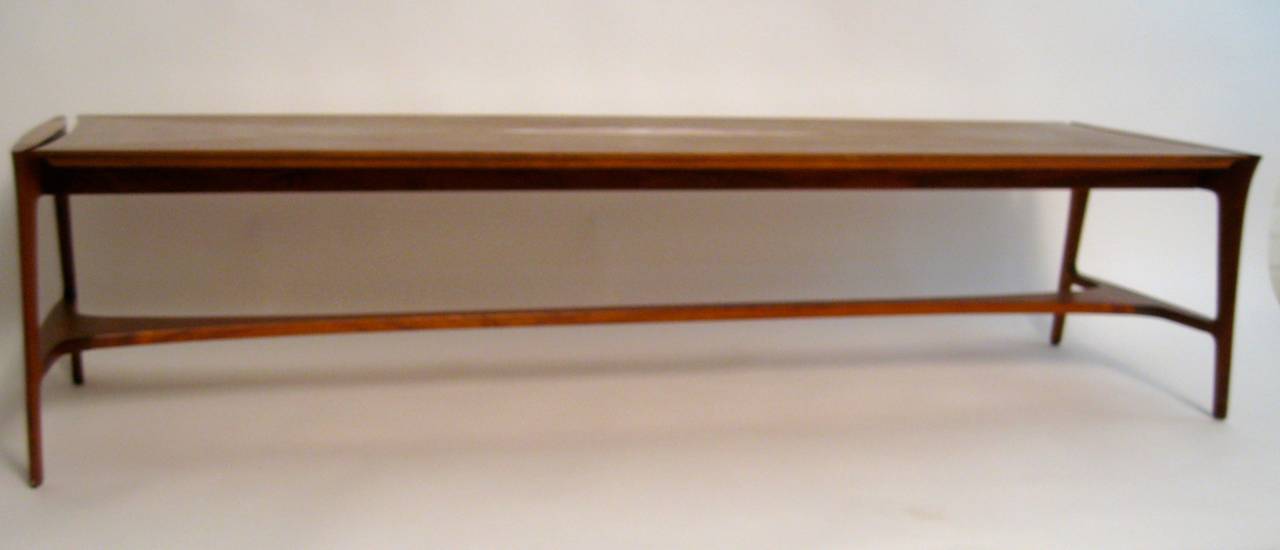 Walnut and Enamel John Stuart Coffee Table in the Manner of Ray Sabota  In Excellent Condition In Garnerville, NY