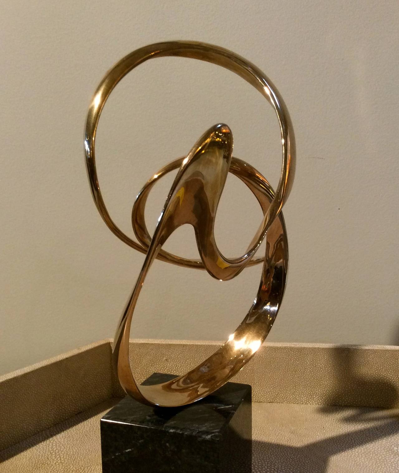 Mid-Century Modern Bronze Abstract Sculpture, Signed by Tom Bennett