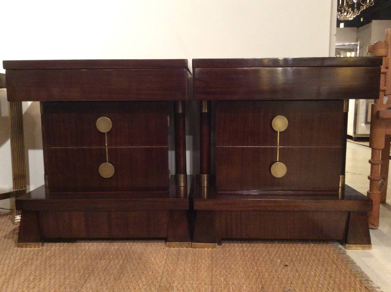 Unknown Art Deco Mahogany Pair of Night Tables