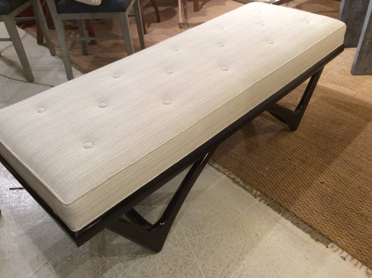 Adrian Pearsall Style Sculptural Button Tufted, Mid Century Bench In Excellent Condition In Stamford, CT