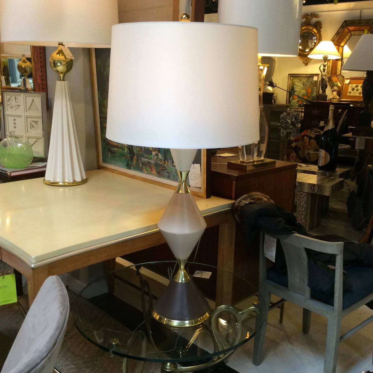 Single or Pair  Mid-Century Ceramic Lamps by Gerald Thurston for Lightolier In Excellent Condition In Stamford, CT