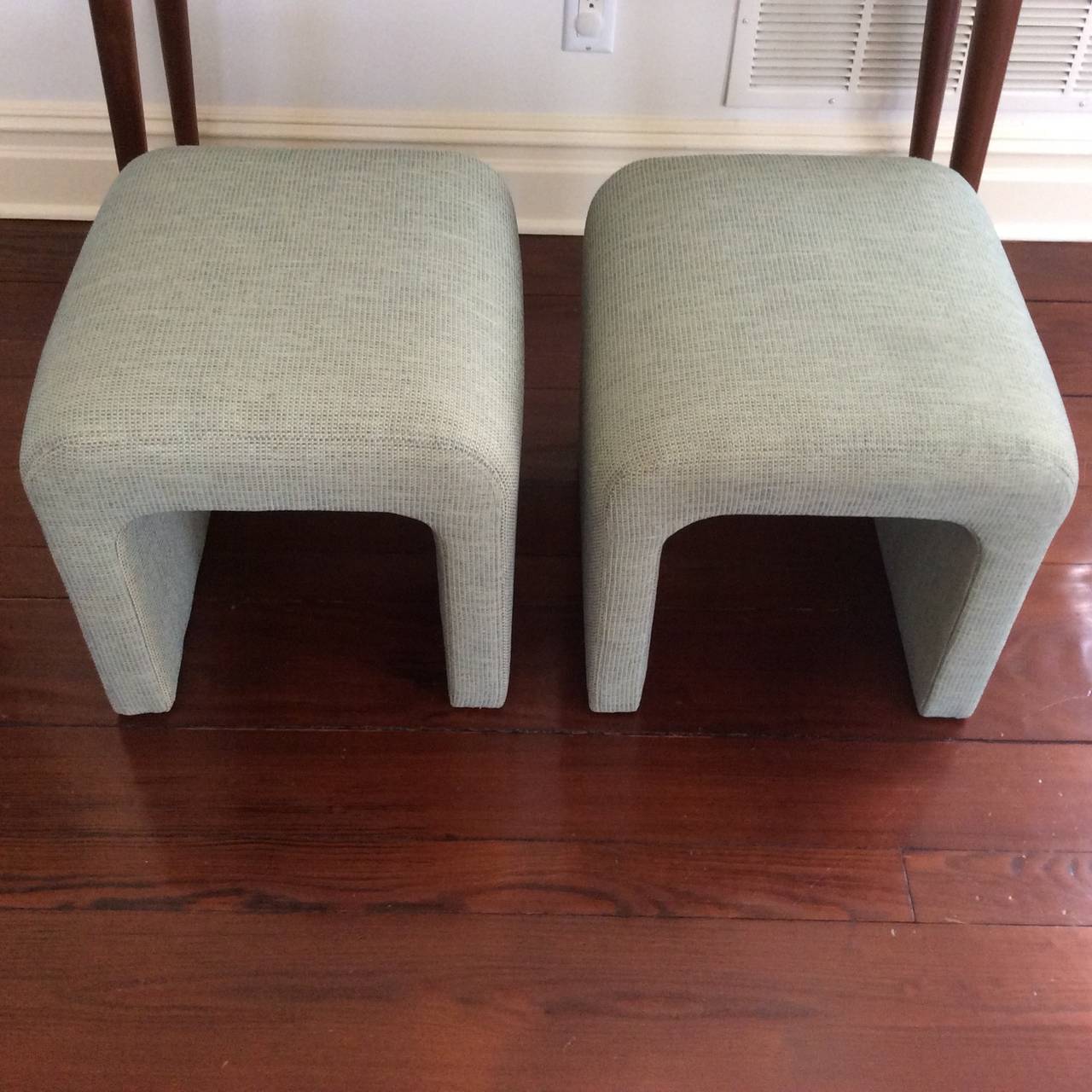  Pair of Upholstered Waterfall Ottomans In Excellent Condition In Stamford, CT