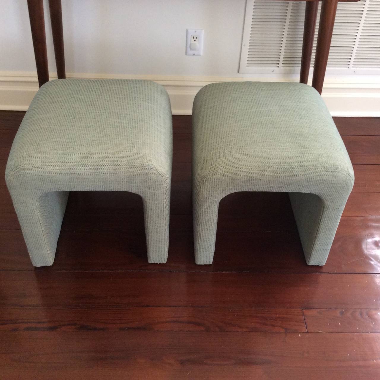  Pair of Upholstered Waterfall Ottomans 3