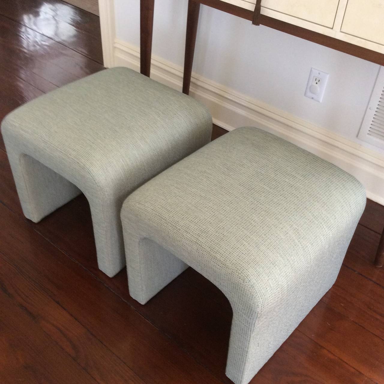 Unknown  Pair of Upholstered Waterfall Ottomans