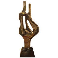 Large Mid-Century Abstract Brass Sculpture, Published, Style of Dorothy Dehner