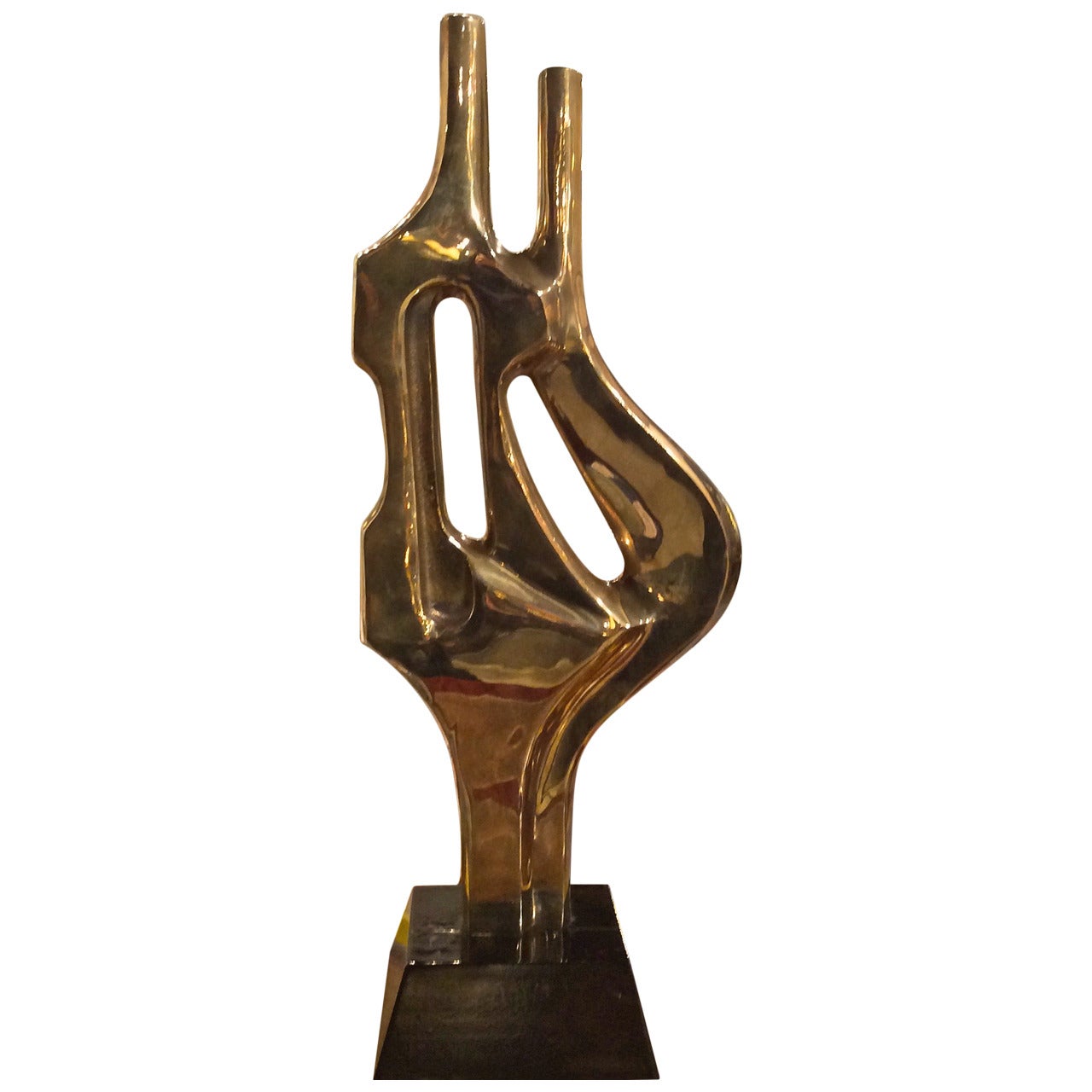Large Mid-Century Abstract Brass Sculpture, Published, Style of Dorothy Dehner