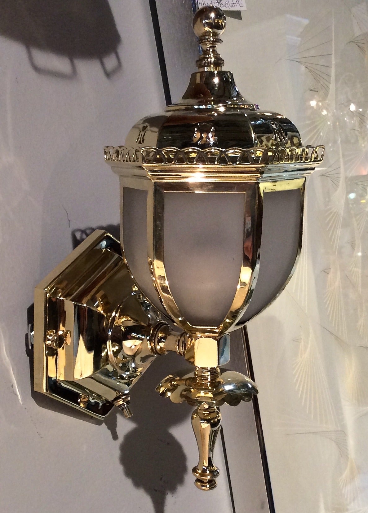 Set of Four 1930s Antique Brass Lanterns or Sconces For Sale 3