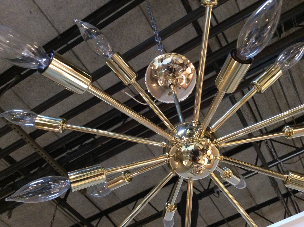 Mid-Century Modern Midcentury Brass Sputnik Chandelier