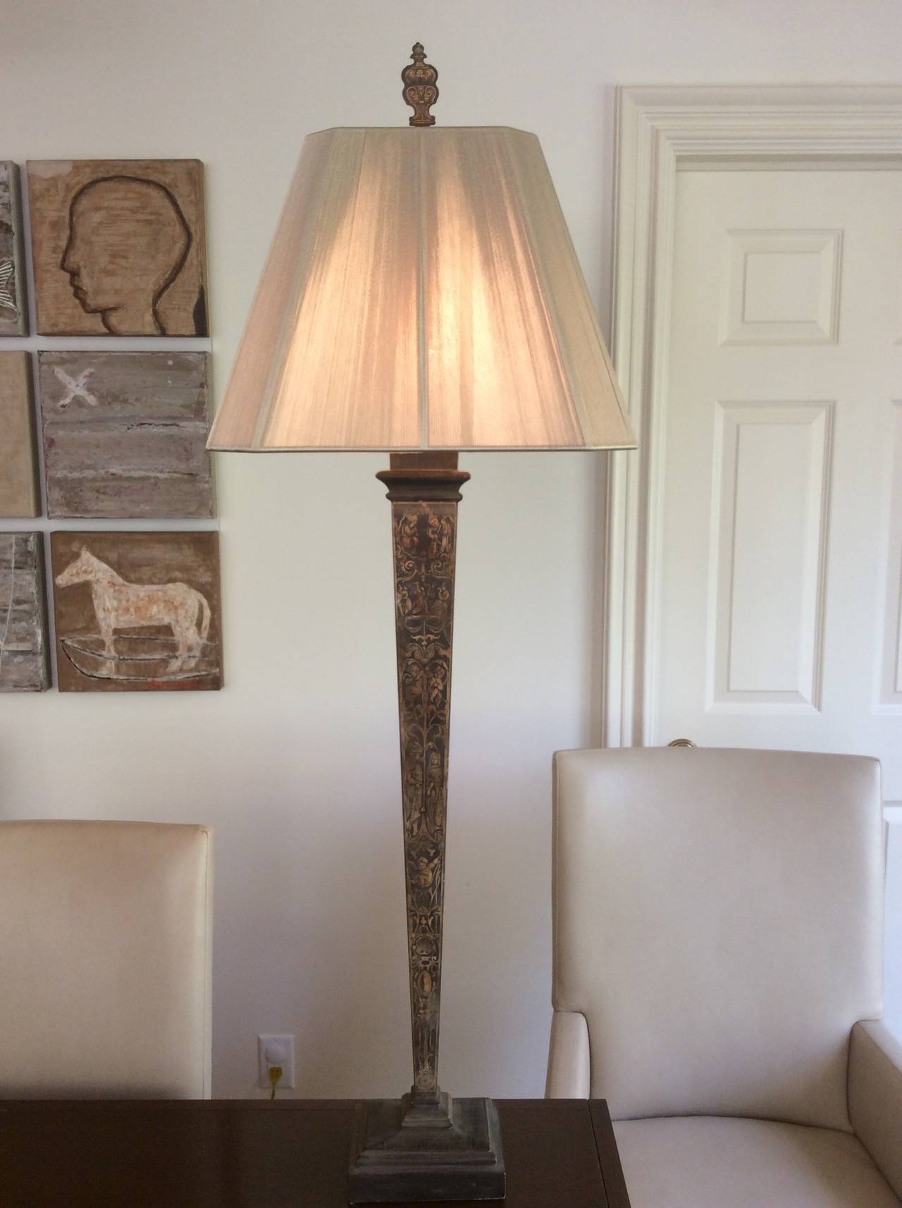 20th Century Monumental Pair of Venetian Style Inverted Obelisk Table Lamps For Sale